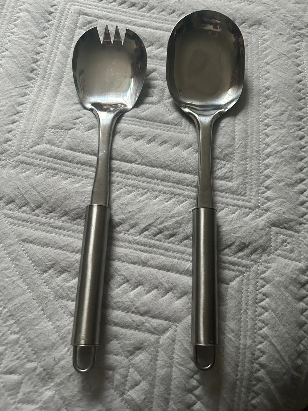 Vintage Dansko 18/8 Stainless Steel Satin Salad 2 Serving Glossy Spoon Set: